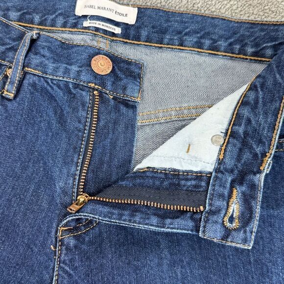 Isabel Marant Etoile Pradley Dip Dye Crop Jeans Colorblock Blue White Size 34 2 - Picture 6 of 15